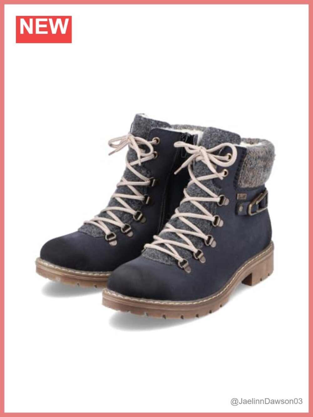 Rieker Sabrina Synthetic Leather Ankle Bootie Lace-Up Zip Water Resistant